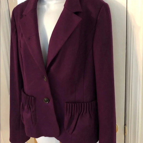 Diane von Furstenberg Wool Plum Blazer M - Picture 3 of 11
